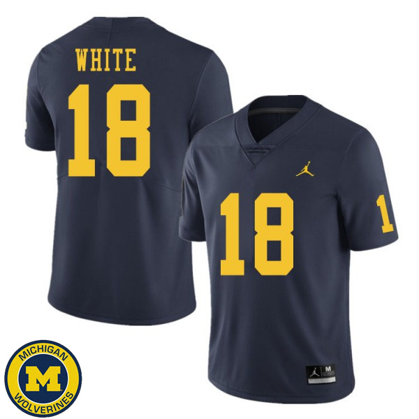 Men's University of Michigan #18 Brendan White Navy Player Jersey